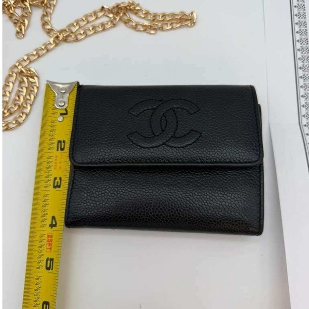 Chanel CC Black Caviar Leather Wallet Authentic Vintage With Certificate - Picture 13 of 16